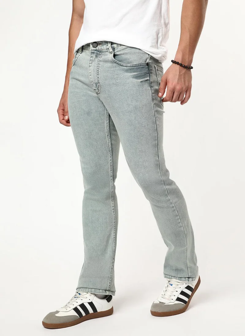 Urbano Fashion  Urbano Fashion Men's Ice Grey Bootcut Fit Mid Rise Acid Wash Jeans Stretchable for Men | Best Price UAE